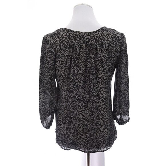Joie Womens 100% Silk Chiffon Popover Blouse Top Leopard Print Gray Sz XS - Picture 7 of 10